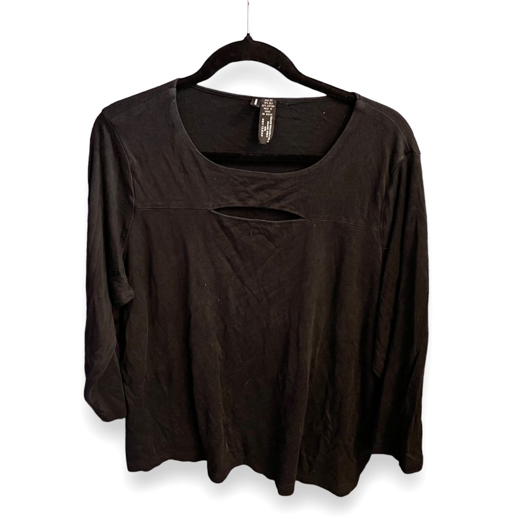 Lynn Ritchie Black Silk And Cotton Cut-Out Pullover Shirt (2x)